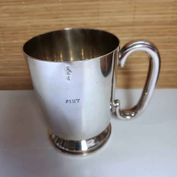 Beer Stein Vintage Pint Silver Plate Antique Elkington Plate Cricket 1915 - Picture 2 of 8